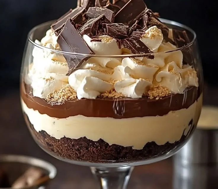 Delicious Baileys chocolate cheesecake trifle with layers of creamy goodness