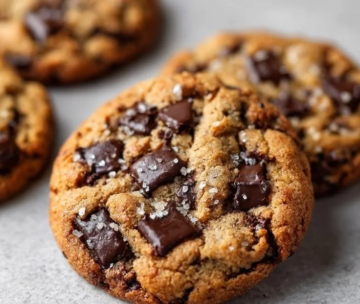 Delicious vegan chocolate chip cookies displayed for a bake-off competition.