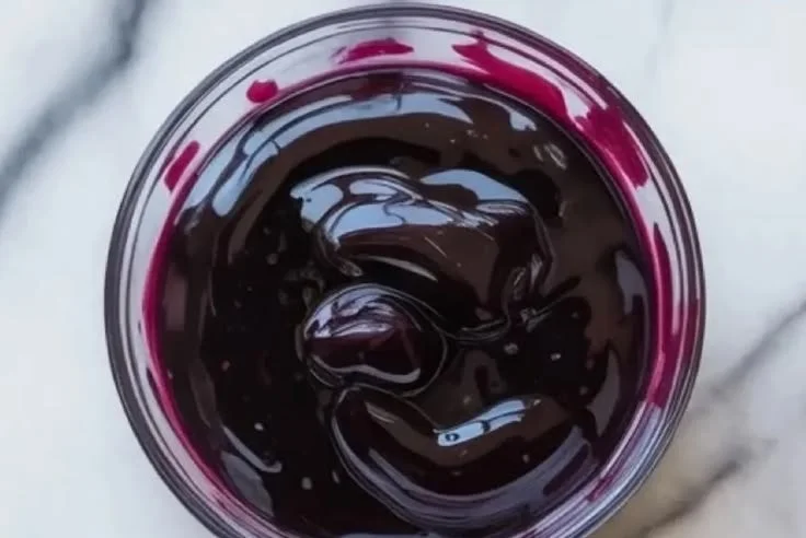 Delicious blueberry curd served in a jar topped with fresh blueberries.