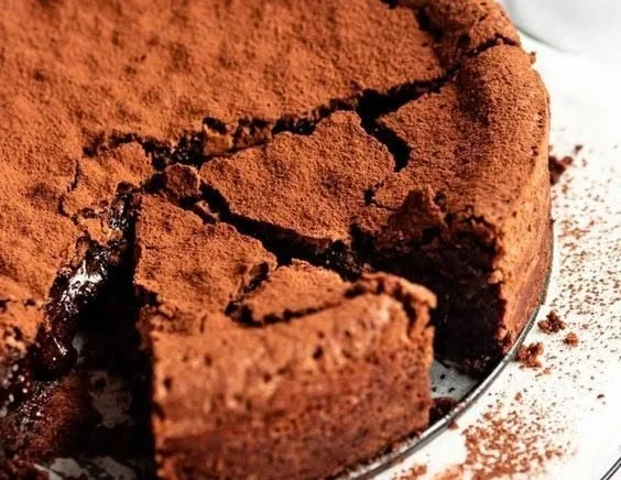 Delicious homemade Caprese Cake with chocolate and almond layers