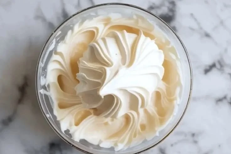 Delicious bowl of Chantilly Cream ready for desserts