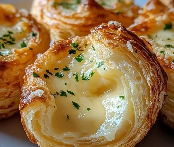 Delicious Cheesy Garlic Cruffins baked to perfection with golden layers