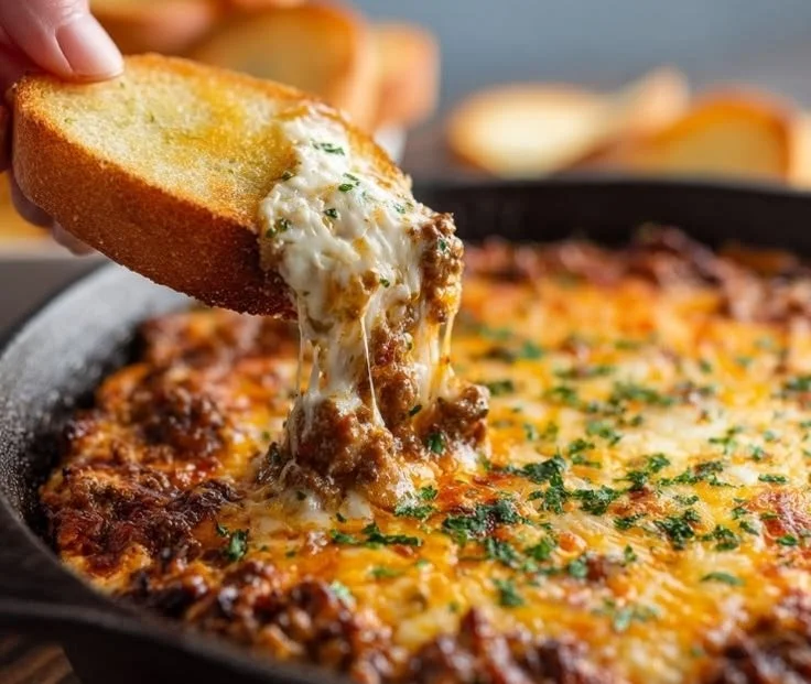 Delicious cheesy ground beef dip made in a pressure cooker