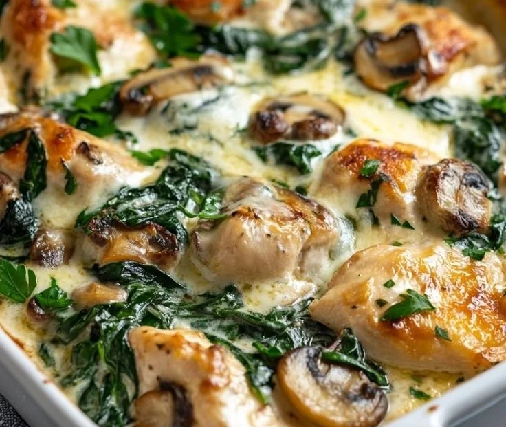 Chicken pressure cooker recipe with spinach and mushrooms