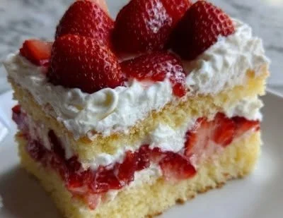 Delicious Christmas Strawberry Cake recipe with fresh strawberries and festive decorations