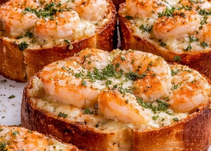 Delicious Crabby Shrimp Stuffed Garlic Bread Bombs served on a platter.