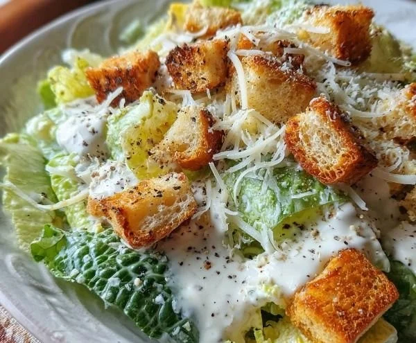 Creamy Caesar dressing made with Greek yogurt served in a bowl