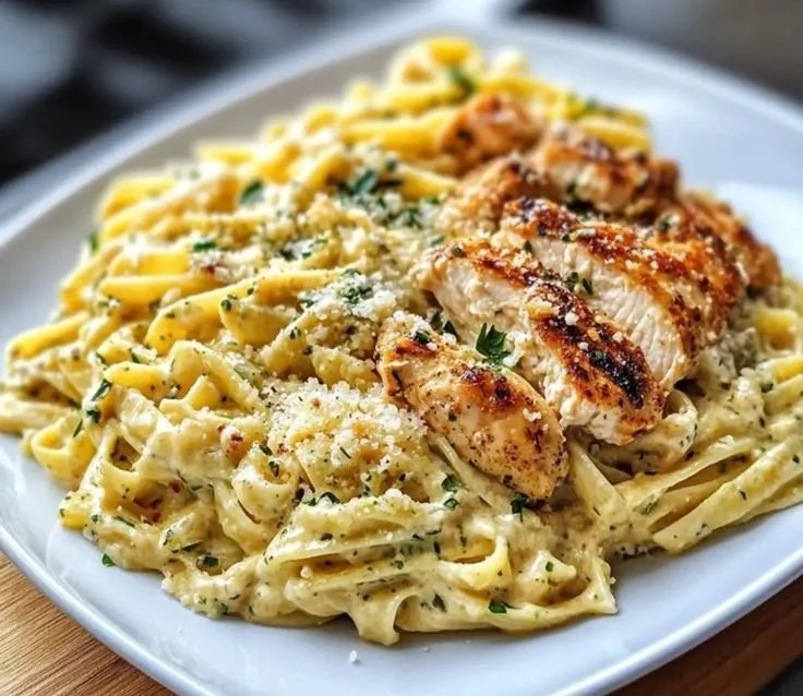 Creamy Garlic Parmesan Chicken Pasta dish ready in 30 minutes