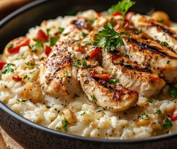 Creamy Parmesan One Pot Chicken and Rice recipe