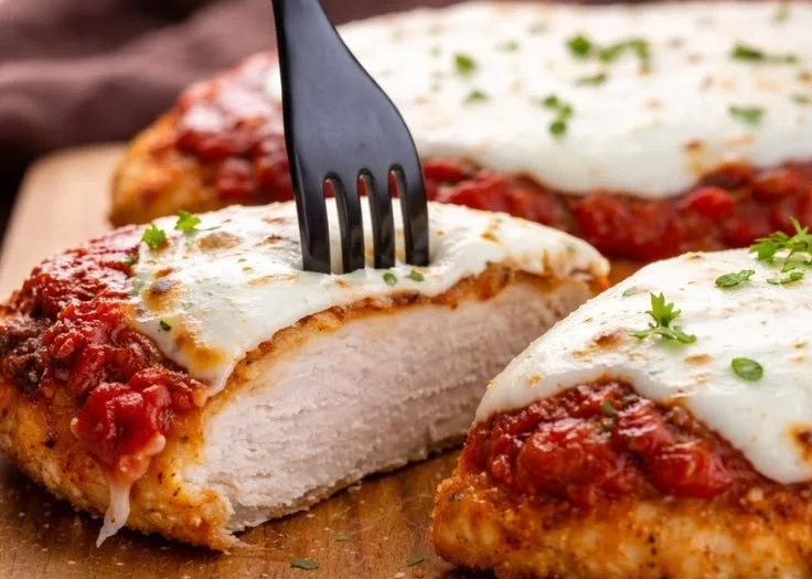 Creamy Tomato Basil Chicken breast garnished with fresh basil and served on a plate