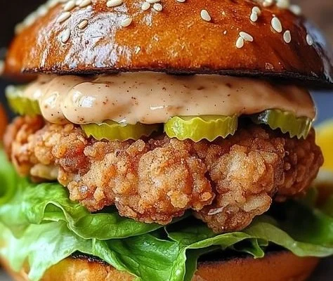 Crispy Crunchy Chicken Burgers served with fresh panbread.