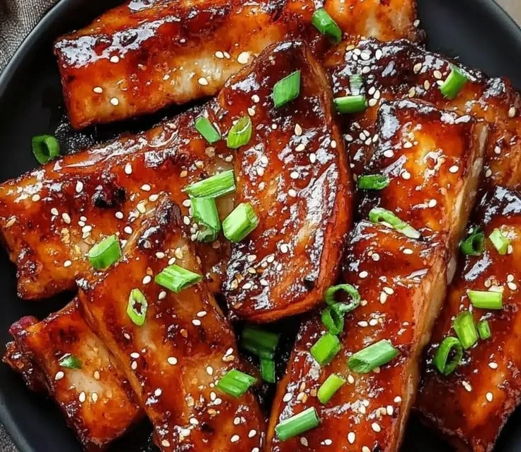 Crunchy Korean pork belly skillet dish served in a pan
