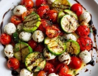 Delicious Cucumber Caprese Salad with fresh ingredients and vibrant colors