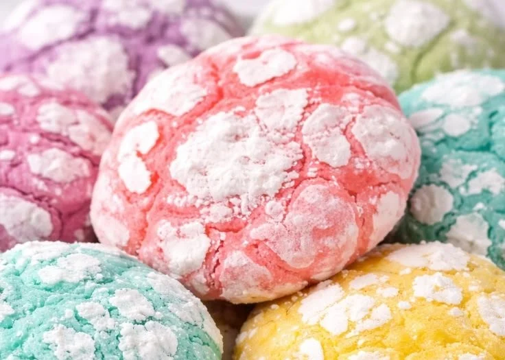 Freshly baked lemon crinkle cookies with a dusting of powdered sugar