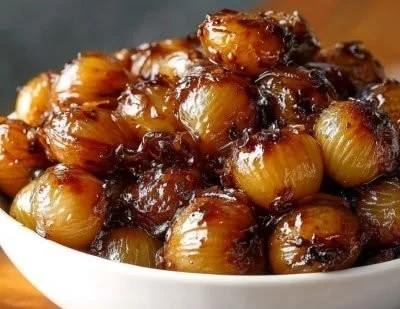 Delicious easy glazed pearl onions served in a bowl