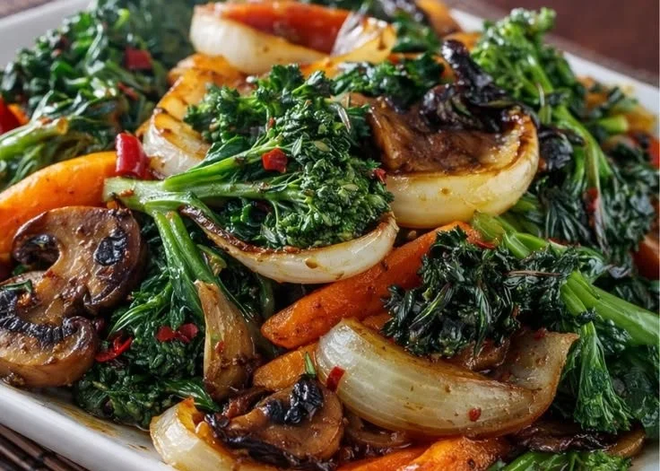 Colorful sautéed vegetables in a skillet, ready to enjoy as a nutritious side dish.