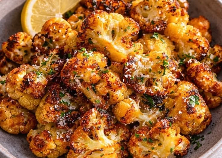 Healthy cauliflower veggie sides plated with fresh vegetables
