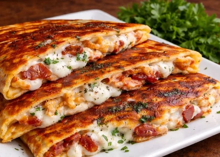 Healthy chicken quesadillas with fresh ingredients served on a plate