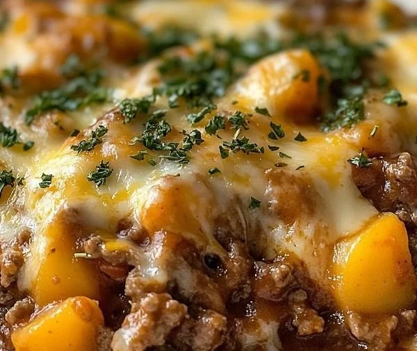 Hobo Casserole featuring ground beef and vegetables in a savory stew