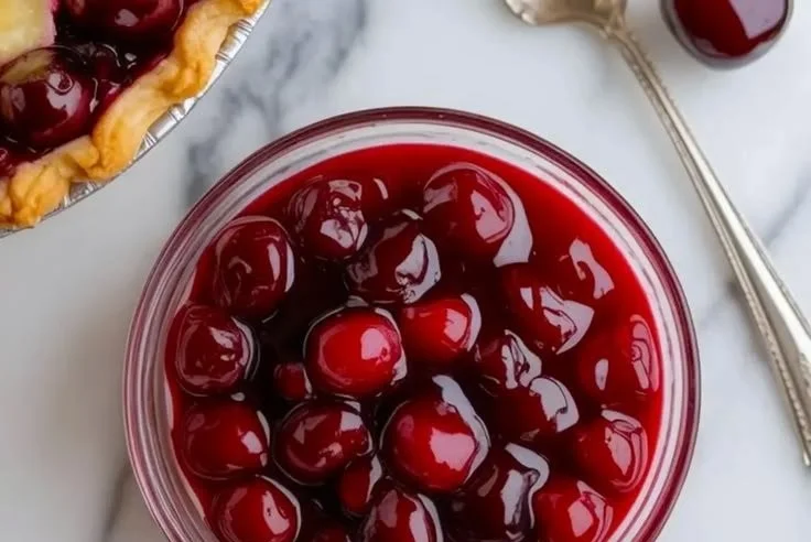 Homemade cherry pie filling in a bowl ready for baking