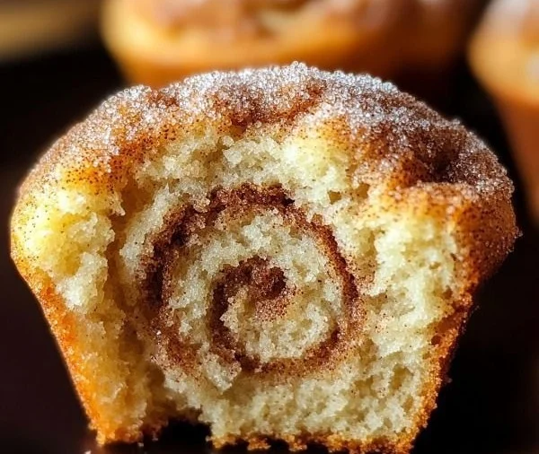 Freshly baked homemade cinnamon muffins on a wooden table