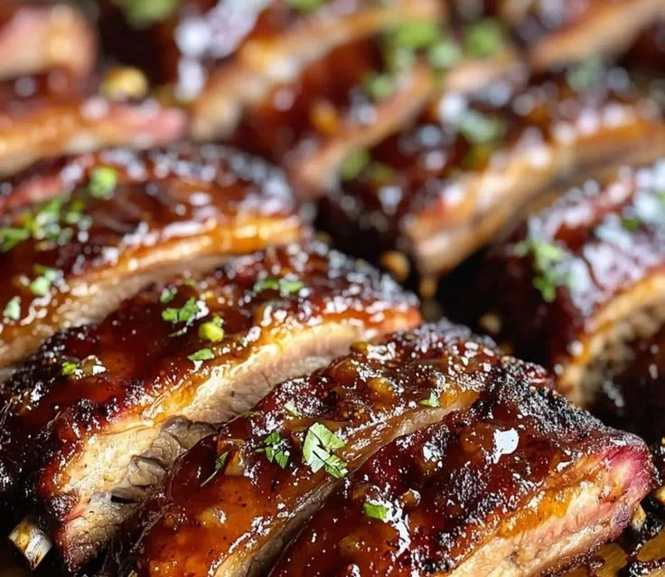 Delicious honey garlic ribs ready for a finger-lickin' BBQ feast.
