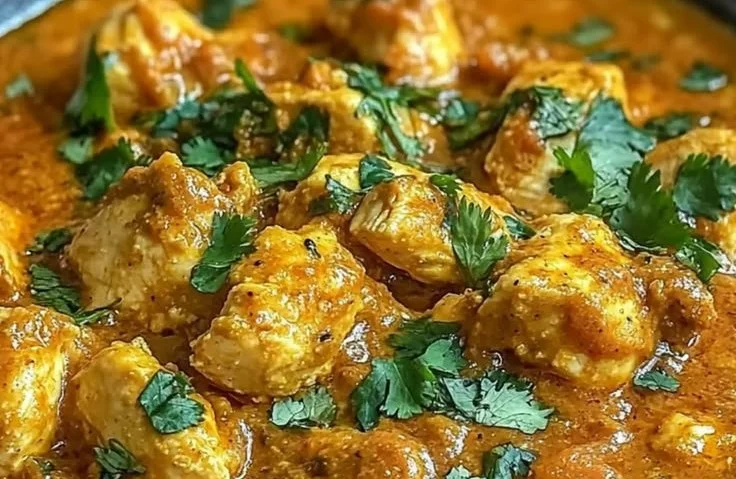 Delicious Indian Chicken Curry served in a bowl with herbs and spices