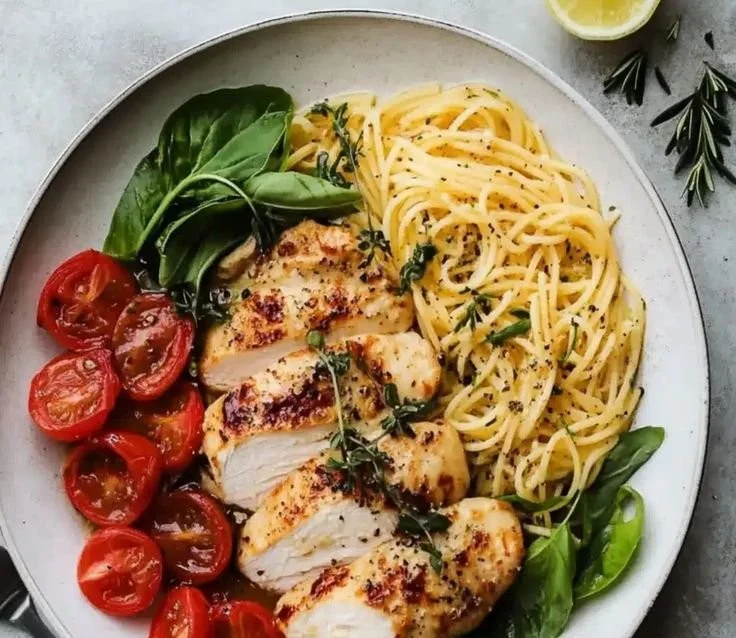 Delicious Low FODMAP chicken pasta dish served in a bowl.