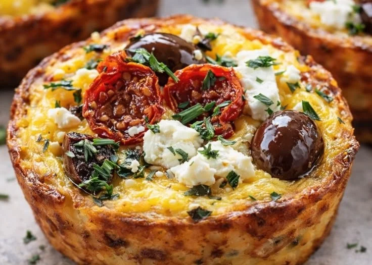 Delicious Mediterranean Egg Bites with herbs and vegetables
