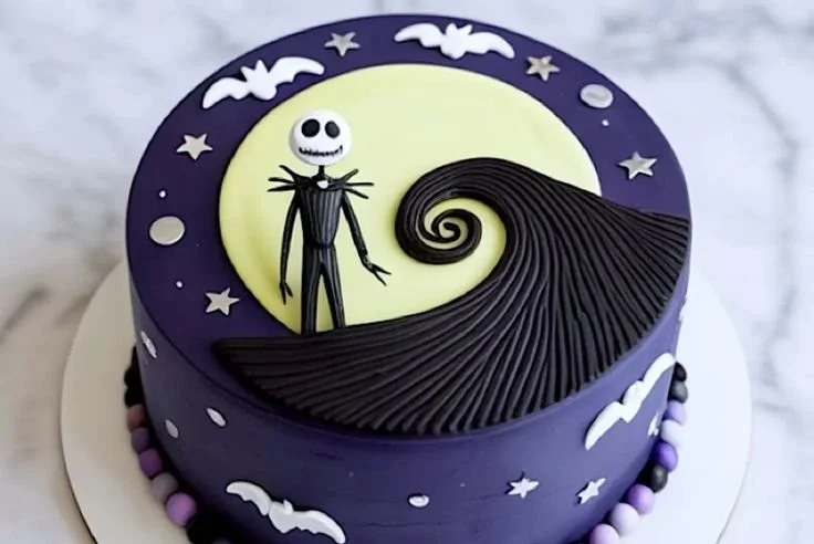 Nightmare Before Christmas themed cake decorated for the holidays
