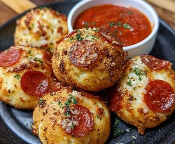 Pepperoni Pizza Bombs with Cheesy Filling, delicious appetizer recipe