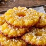 Freshly baked pineapple upside-down cookies on a cooling rack