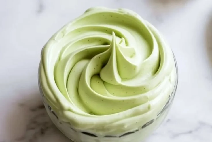 Delicious pistachio mascarpone frosting on a cupcake topped with crushed pistachios