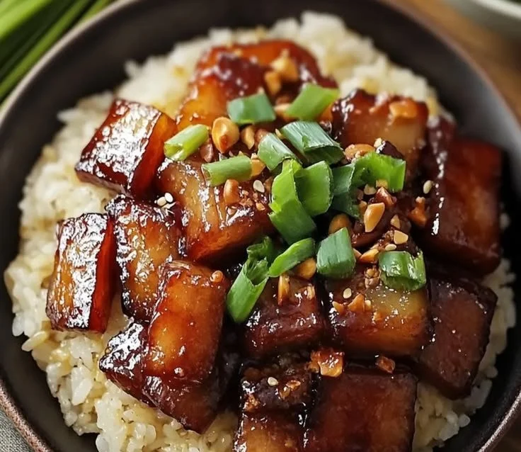 Delicious Pork Belly Sticky Rice served for Lunar New Year celebration