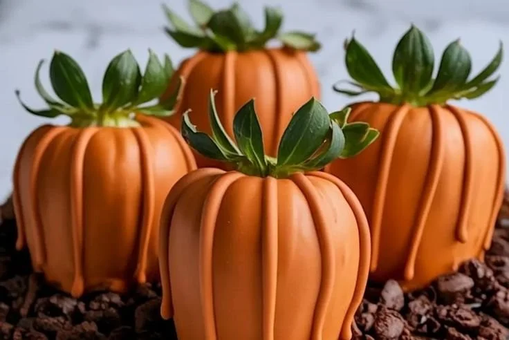 Pumpkin Patch with ripe strawberries ready for picking