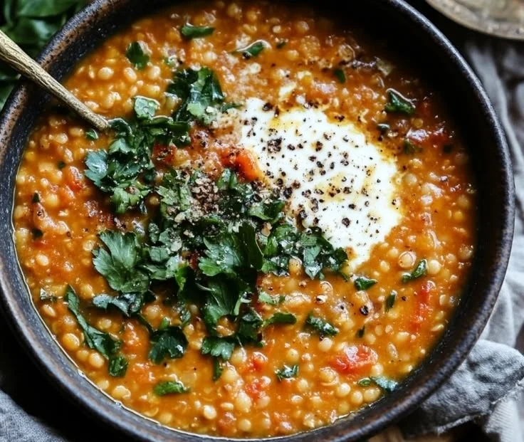 Red Lentil and Turmeric Soup in a pressure cooker for healthy meal prep