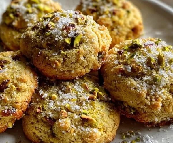 Delicious salted honey pistachio cookies with a crunchy texture