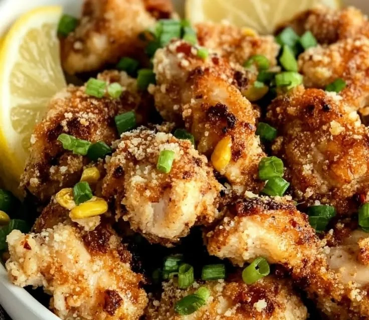 Savory salt and pepper chicken dish served with vegetables