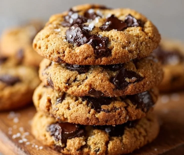 Small batch vegan brown butter chocolate chip cookies on a cooling rack.