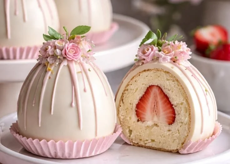 Strawberry Shortcake Easter Egg Bombs decorated with colorful frosting and sprinkles