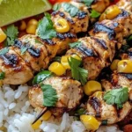 Delicious Street Corn Chicken Rice Bowl with corn, chicken, and spices