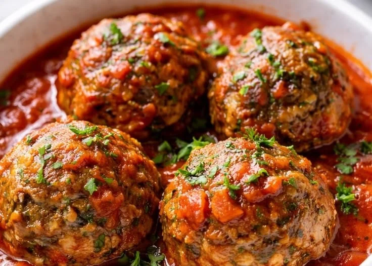 Deliciously tender Italian beef meatballs served with marinara sauce
