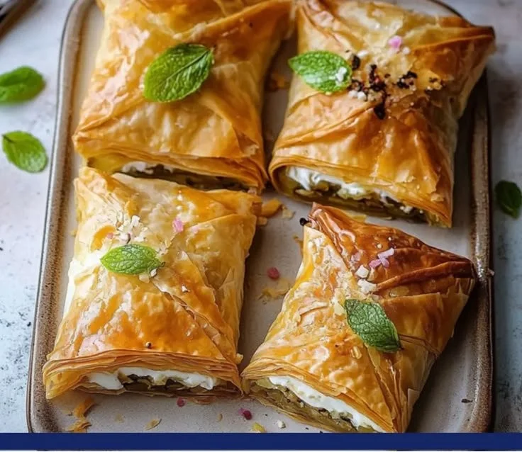 Delicious Warbat with Ashta, a traditional cream-filled Arabic pastry.