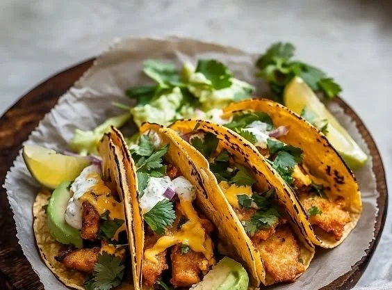 Delicious Baja Tofu Tacos topped with fresh ingredients