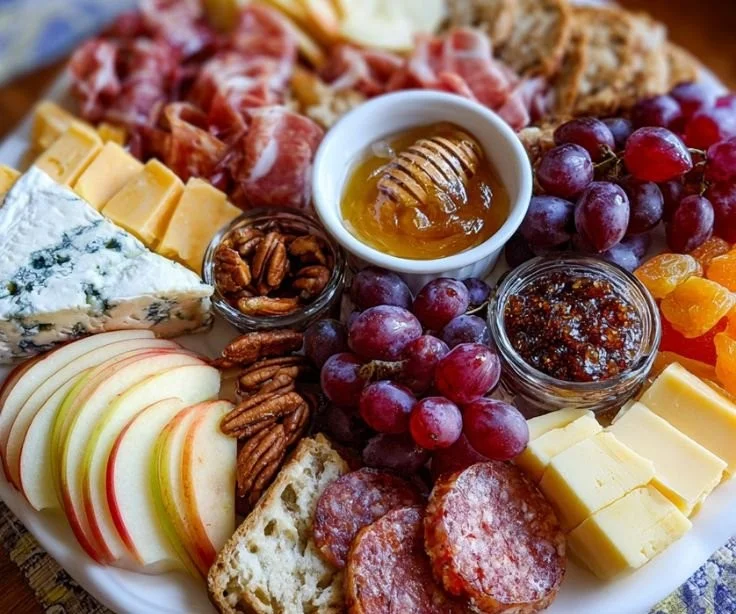 Delicious creamy delights on a beautifully arranged charcuterie board