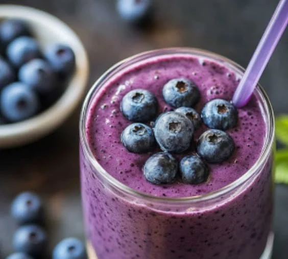 Healthy blueberry protein shake for reducing inflammation.