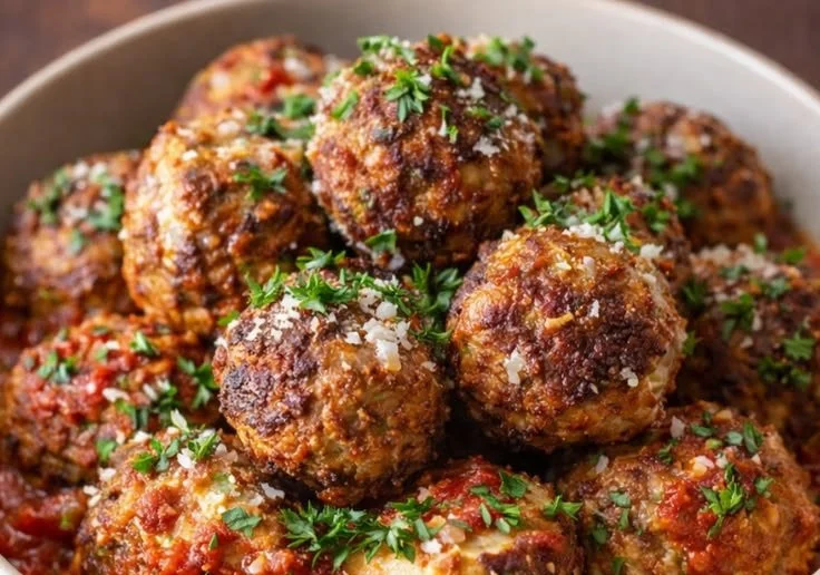 Delicious carnivore meatballs with ricotta served on a plate