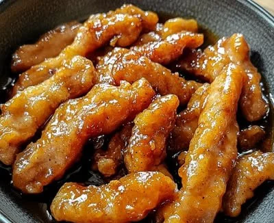 Delicious plate of Chinese Sweet and Sour Pork with colorful vegetables