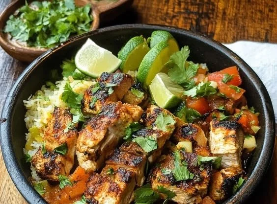 Delicious Chipotle Lime Chicken Bowls recipe featuring zesty chicken and fresh toppings.
