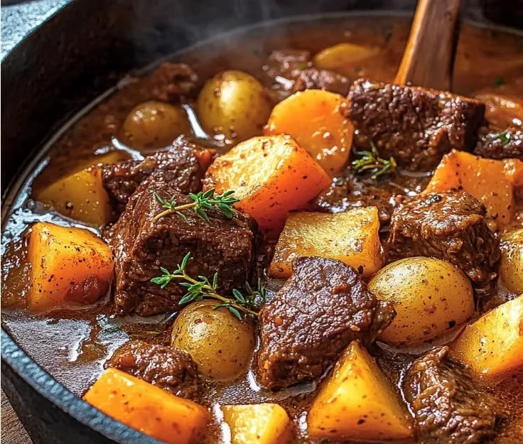 Delicious classic beef stew made with tender meat and fresh vegetables